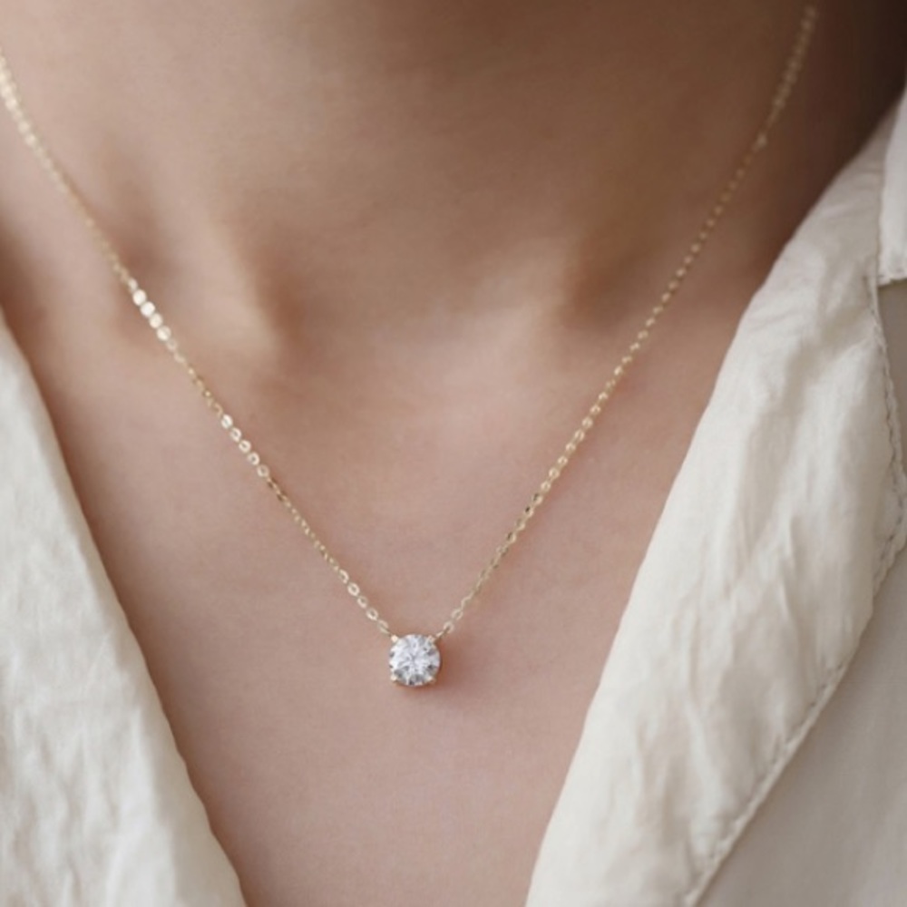 14k Gold Plated Solitaire Diamond Cubic Zircon Clavicle DaintyDelicate N… - Picture 4 of 6